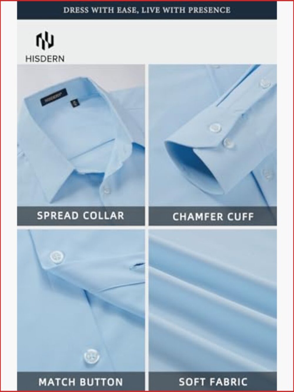 Non Iron Stretch Dress Shirt 4 Way Performance Button Down Long Sleeve Business View 2